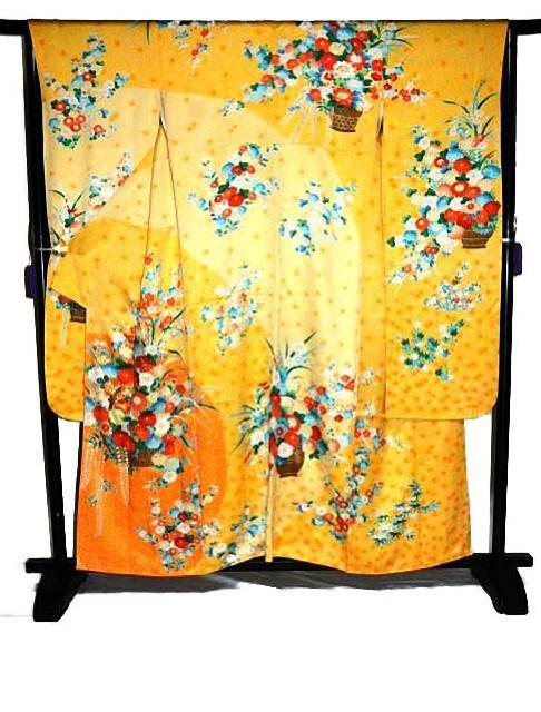 【最高級】美品 金彩 金駒シシュウ 花籠文 重ね衿付き 松坂屋扱い 振袖 身丈159cm 裄丈64.5cm T3458 < 女性ファッション  【最高級】美品 金彩 金駒シシュウ 花籠文 重ね衿付き 松坂屋扱い 振袖 身丈159cm 裄丈64.5cm T3458 < 女性ファッションの