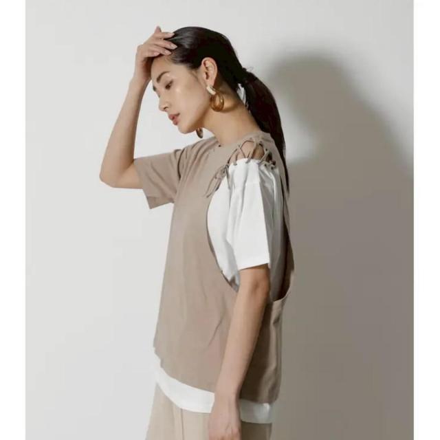 ◆AZUL by moussy/アズール◆LACE-UP LAYER TOPS★ベージュS*夏秋コーデ♪ < ブランド ◆AZUL by moussy/アズール◆LACE-UP LAYER TOPS★ベージュS*夏秋コーデ♪ < ブランドの