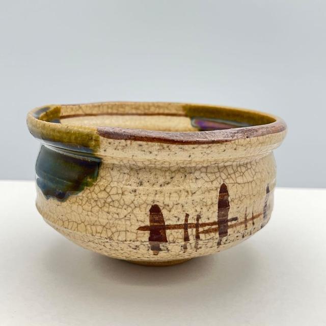 織部焼 不老園 茶碗 茶道具 沓形 貫入 抹茶 抹茶椀 美濃焼 < ホビー 織部焼 不老園 茶碗 茶道具 沓形 貫入 抹茶 抹茶椀 美濃焼 < ホビーの