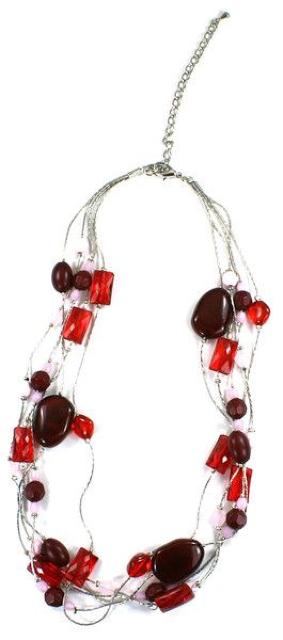 五連ワイヤーアクリルネックレス アクリルストーン ビーズ アクセント レッド 重ね 豪華 透明 綺麗 < 女性アクセサリー/時計  五連ワイヤーアクリルネックレス アクリルストーン ビーズ アクセント レッド 重ね 豪華 透明 綺麗  < 女性アクセサリー/時計の