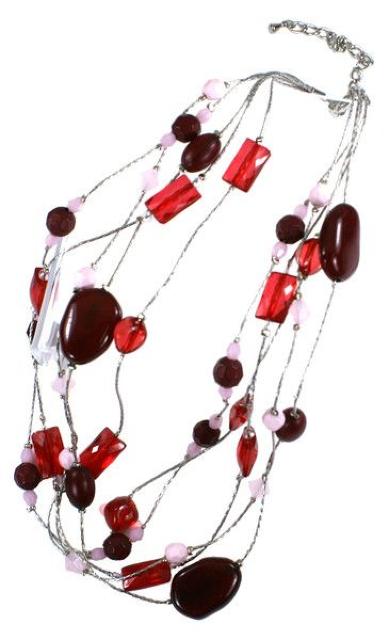 五連ワイヤーアクリルネックレス アクリルストーン ビーズ アクセント レッド 重ね 豪華 透明 綺麗 < 女性アクセサリー/時計  五連ワイヤーアクリルネックレス アクリルストーン ビーズ アクセント レッド 重ね 豪華 透明 綺麗 < 女性アクセサリー/時計の