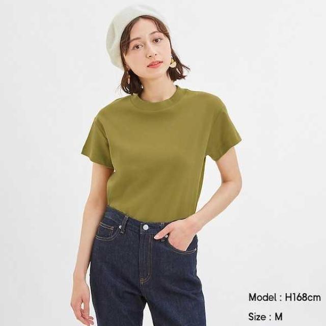 GUスムースTシャツ オリーブ XXLサイズ OLIVE 綿100% < ブランド  GUスムースTシャツ オリーブ XXLサイズ OLIVE 綿100% < ブランドの