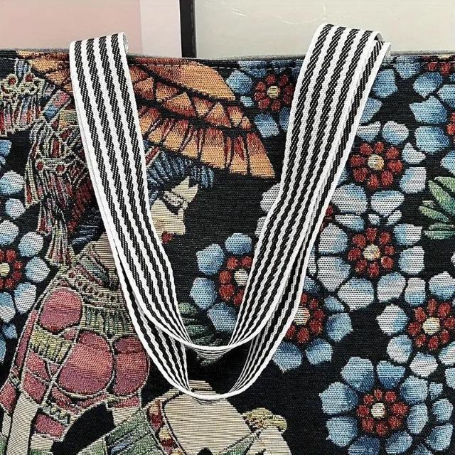 在庫1点★特別提供品990円★女性用大型キャンバストートバッグ、ヴィンテージ刺繍ファッションショルダーバッグ < 女性ファッション  在庫1点★特別提供品990円★女性用大型キャンバストートバッグ、ヴィンテージ刺繍ファッションショルダーバッグ < 女性ファッションの