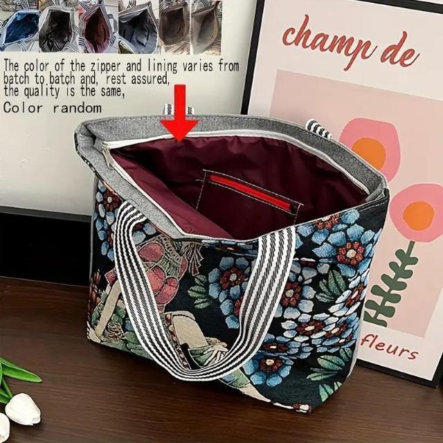 在庫1点★特別提供品990円★女性用大型キャンバストートバッグ、ヴィンテージ刺繍ファッションショルダーバッグ < 女性ファッション  在庫1点★特別提供品990円★女性用大型キャンバストートバッグ、ヴィンテージ刺繍ファッションショルダーバッグ < 女性ファッションの