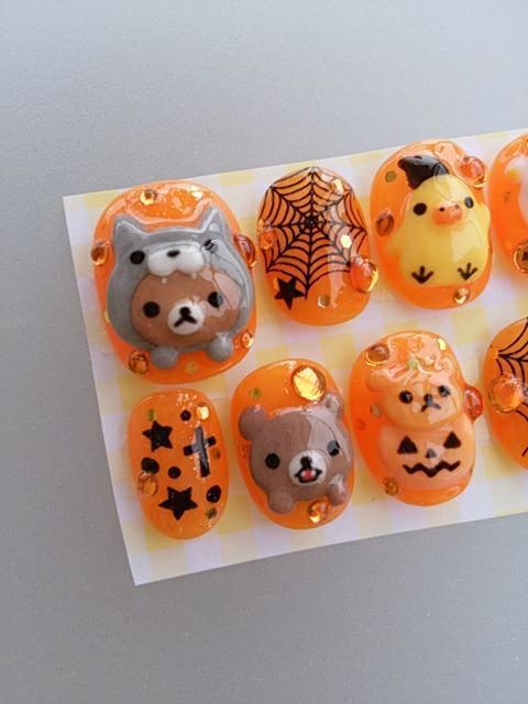 最終売り切りsale☆ジェルネイル.くま&ヒヨコ.ハロウィン.ショート.オレンジ < 香水/コスメ/ネイル  最終売り切りsale☆ジェルネイル.くま&ヒヨコ.ハロウィン.ショート.オレンジ < 香水/コスメ/ネイルの