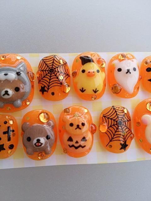 最終売り切りsale☆ジェルネイル.くま&ヒヨコ.ハロウィン.ショート.オレンジ < 香水/コスメ/ネイル  最終売り切りsale☆ジェルネイル.くま&ヒヨコ.ハロウィン.ショート.オレンジ < 香水/コスメ/ネイルの