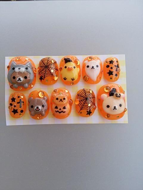最終売り切りsale☆ジェルネイル.くま&ヒヨコ.ハロウィン.ショート.オレンジ < 香水/コスメ/ネイル  最終売り切りsale☆ジェルネイル.くま&ヒヨコ.ハロウィン.ショート.オレンジ < 香水/コスメ/ネイルの