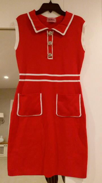 赤シャツ襟ミニワンピースサマーニットМサイズ < 女性ファッション  赤シャツ襟ミニワンピースサマーニットМサイズ  < 女性ファッションの