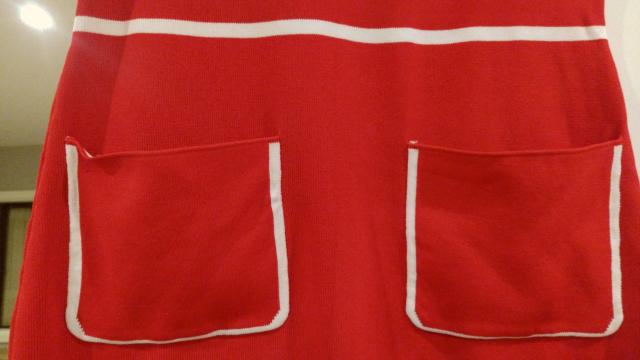 赤シャツ襟ミニワンピースサマーニットМサイズ < 女性ファッション  赤シャツ襟ミニワンピースサマーニットМサイズ < 女性ファッションの