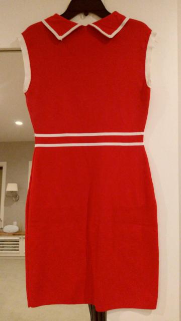 赤シャツ襟ミニワンピースサマーニットМサイズ < 女性ファッション  赤シャツ襟ミニワンピースサマーニットМサイズ < 女性ファッションの