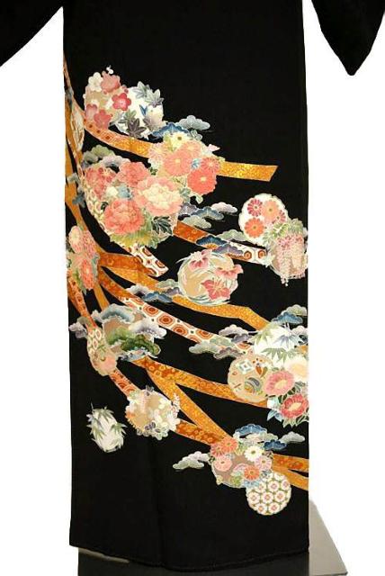 【最高峰】美品 相良シシュウ 金彩 花丸 雪輪 熨斗 比翼付 黒留袖 身丈165cm 裄64.5cm T3498 < 女性ファッション  【最高峰】美品 相良シシュウ 金彩 花丸 雪輪 熨斗 比翼付 黒留袖 身丈165cm 裄64.5cm T3498 < 女性ファッションの