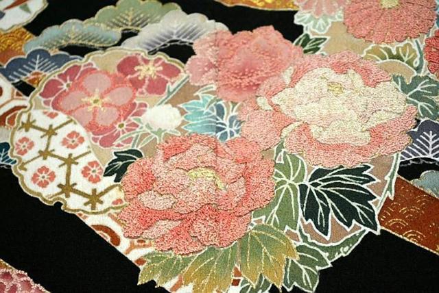 【最高峰】美品 相良シシュウ 金彩 花丸 雪輪 熨斗 比翼付 黒留袖 身丈165cm 裄64.5cm T3498 < 女性ファッション  【最高峰】美品 相良シシュウ 金彩 花丸 雪輪 熨斗 比翼付 黒留袖 身丈165cm 裄64.5cm T3498 < 女性ファッションの