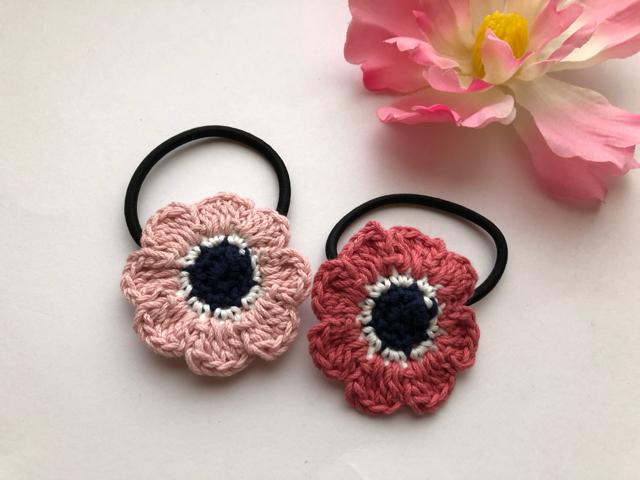 ハンドメイド ヘアゴム かわいいアネモネふたつ♪ ガーリー < 女性ファッション  ハンドメイド ヘアゴム かわいいアネモネふたつ♪ ガーリー  < 女性ファッションの