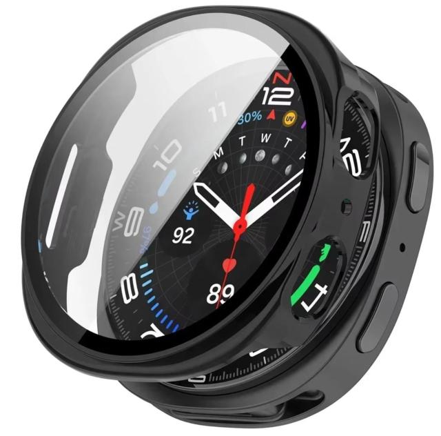Galaxy Watch 8 & 9 �M�����N�V�[ �E�H�b�` 44mm �K���X �ی� �P�[�X �J�o�[ �u���b�N �n�[�h�P�[�X  �� �Ɠd/AV�� 