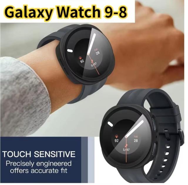 Galaxy Watch 8 & 9 �M�����N�V�[ �E�H�b�` 44mm �K���X �ی� �P�[�X �J�o�[ �u���b�N �n�[�h�P�[�X �� �Ɠd/AV�� 