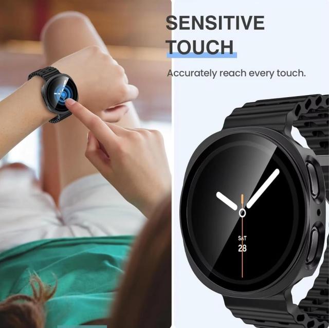 Galaxy Watch 8 & 9 �M�����N�V�[ �E�H�b�` 44mm �K���X �ی� �P�[�X �J�o�[ �u���b�N �n�[�h�P�[�X �� �Ɠd/AV�� 