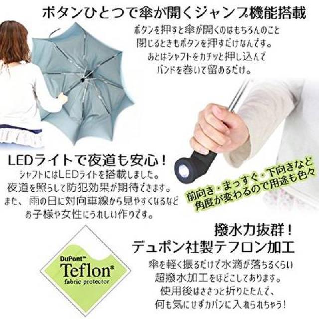 ワンタッチ開閉式 LEDライト付♪グラスファイバー折り畳み傘 収納袋付 グレー < 男性ファッション  ワンタッチ開閉式 LEDライト付♪グラスファイバー折り畳み傘 収納袋付 グレー < 男性ファッションの