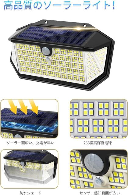 \[[Cg O lZT[m 266LED 5ʔ 120Ɩ͈ O̒m\[h [d_ IP65h  ybg/|/| 