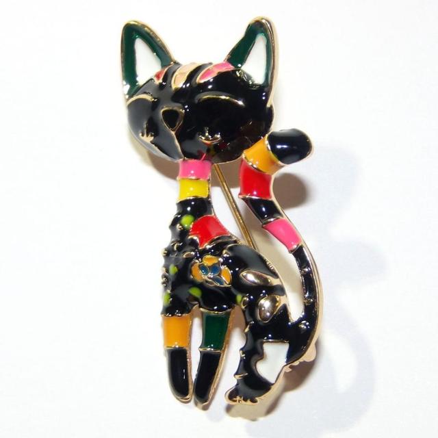 黒猫 クロネコ 猫 ネコ ねこ ピンブローチ ブローチ ピンバッジ バッジ ラペルピン < 女性アクセサリー/時計  黒猫 クロネコ 猫 ネコ ねこ ピンブローチ ブローチ ピンバッジ バッジ ラペルピン < 女性アクセサリー/時計の
