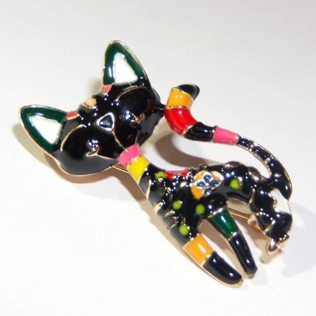 黒猫 クロネコ 猫 ネコ ねこ ピンブローチ ブローチ ピンバッジ バッジ ラペルピン < 女性アクセサリー/時計  黒猫 クロネコ 猫 ネコ ねこ ピンブローチ ブローチ ピンバッジ バッジ ラペルピン < 女性アクセサリー/時計の