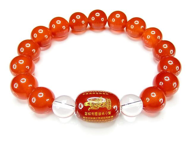 般若心経カーネリアンタンプル水晶12mm天然石ブレスレット < 男性アクセサリー/時計  般若心経カーネリアンタンプル水晶12mm天然石ブレスレット  < 男性アクセサリー/時計の