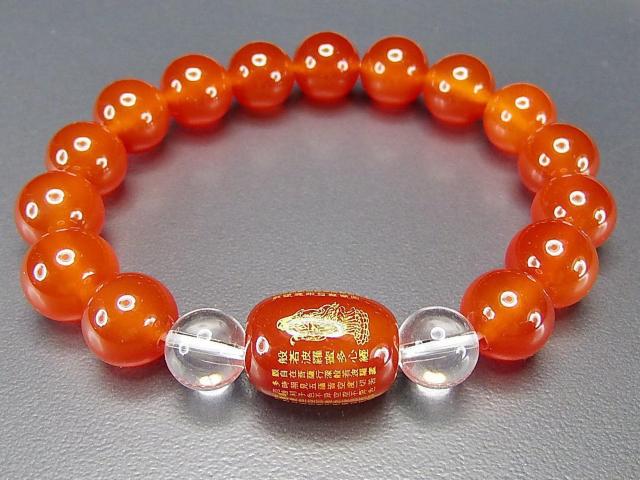 般若心経カーネリアンタンプル水晶12mm天然石ブレスレット < 男性アクセサリー/時計  般若心経カーネリアンタンプル水晶12mm天然石ブレスレット < 男性アクセサリー/時計の