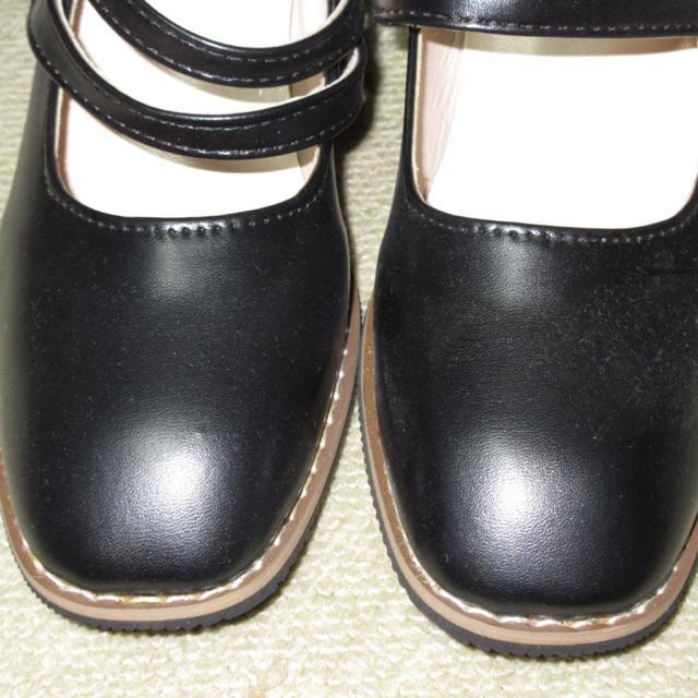 未使用☆ダブルストラップパンプス*太ヒール(ブラック) < 女性ファッション  未使用☆ダブルストラップパンプス*太ヒール(ブラック) < 女性ファッションの