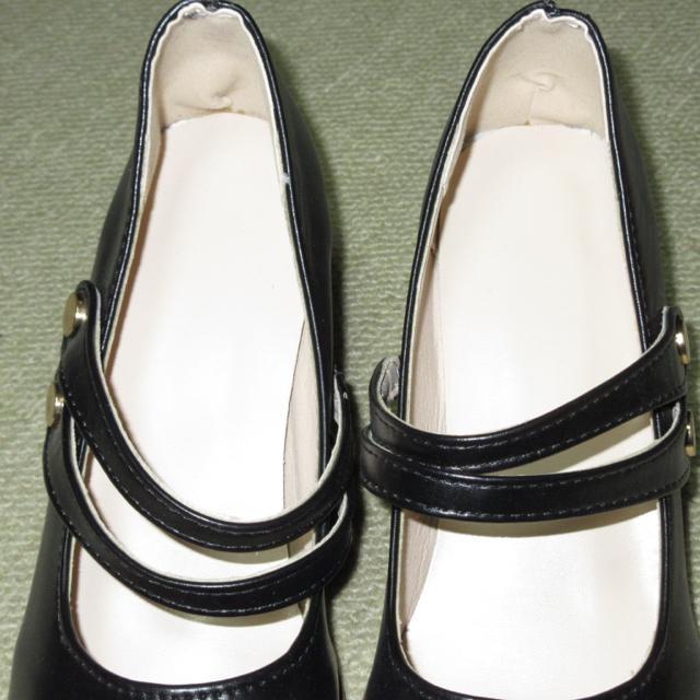 未使用☆ダブルストラップパンプス*太ヒール(ブラック) < 女性ファッション  未使用☆ダブルストラップパンプス*太ヒール(ブラック) < 女性ファッションの