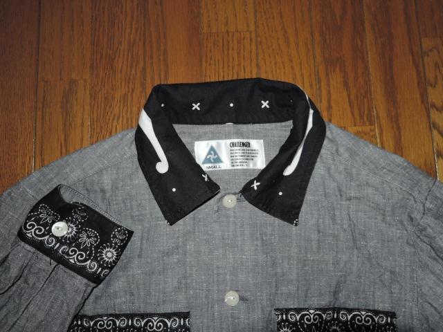 CHALLENGER チャレンジャー バンダナ柄シャツ S クレリック デニム シャンブレー < 男性ファッション  CHALLENGER チャレンジャー バンダナ柄シャツ S クレリック デニム シャンブレー < 男性ファッションの