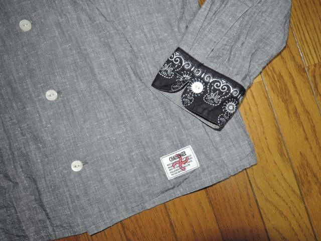 CHALLENGER チャレンジャー バンダナ柄シャツ S クレリック デニム シャンブレー < 男性ファッション  CHALLENGER チャレンジャー バンダナ柄シャツ S クレリック デニム シャンブレー < 男性ファッションの