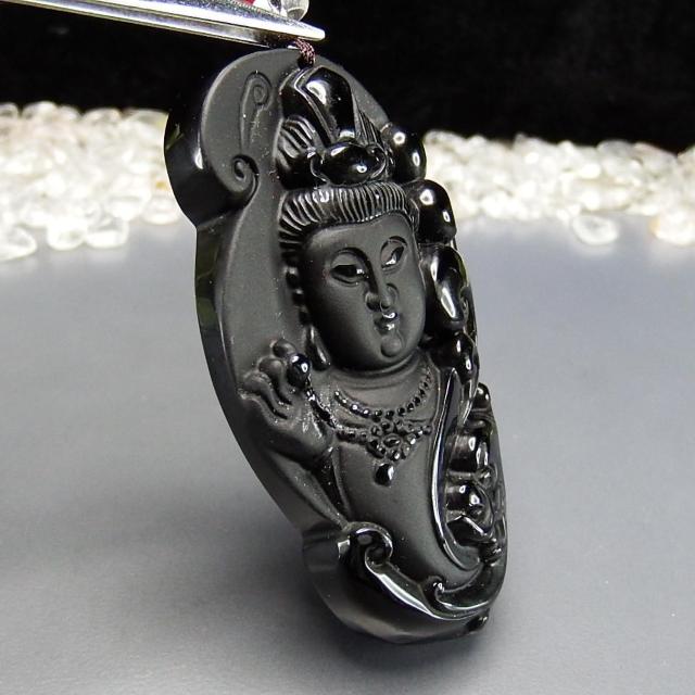 超大オブシディアン観音様像精工彫り天然石ペンダント高級紐ネックレス < 男性アクセサリー/時計  超大オブシディアン観音様像精工彫り天然石ペンダント高級紐ネックレス < 男性アクセサリー/時計の