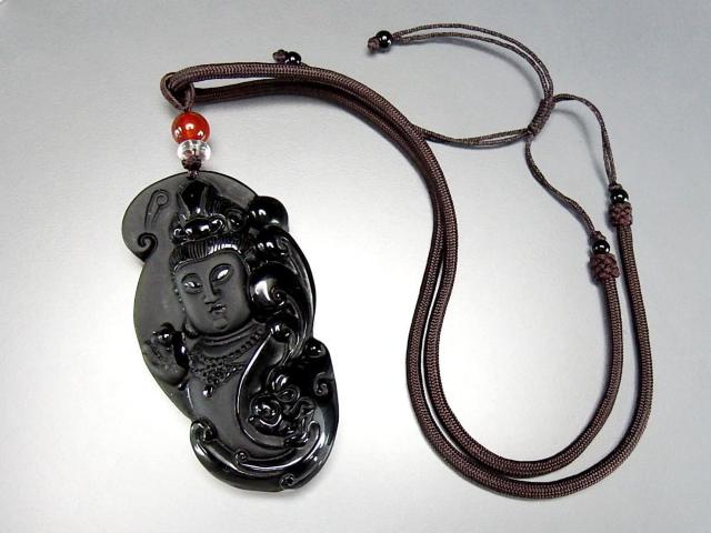 超大オブシディアン観音様像精工彫り天然石ペンダント高級紐ネックレス < 男性アクセサリー/時計  超大オブシディアン観音様像精工彫り天然石ペンダント高級紐ネックレス < 男性アクセサリー/時計の