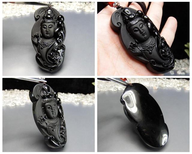 超大オブシディアン観音様像精工彫り天然石ペンダント高級紐ネックレス < 男性アクセサリー/時計  超大オブシディアン観音様像精工彫り天然石ペンダント高級紐ネックレス < 男性アクセサリー/時計の