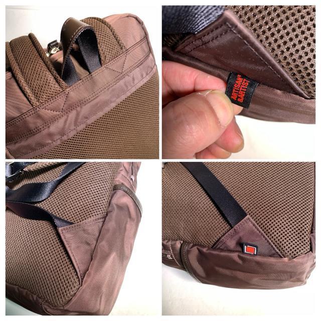 ARTISAN&ARTIST 本革 ナイロン リュック バックパック ブラウン レザー < 女性ファッション  ARTISAN&ARTIST 本革 ナイロン リュック バックパック ブラウン レザー < 女性ファッションの