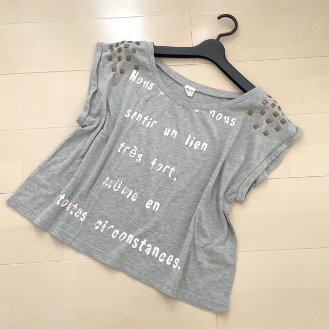 スタッズ 半袖カットソー Tシャツ < 女性ファッション  スタッズ 半袖カットソー Tシャツ  < 女性ファッションの