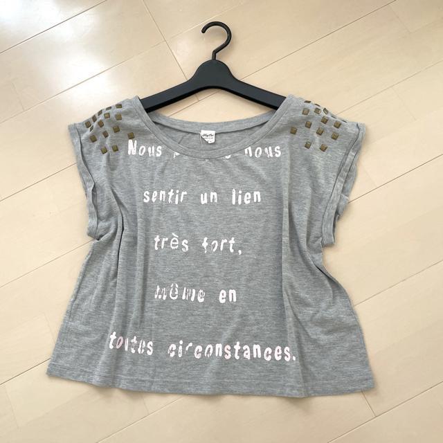 スタッズ 半袖カットソー Tシャツ < 女性ファッション  スタッズ 半袖カットソー Tシャツ < 女性ファッションの