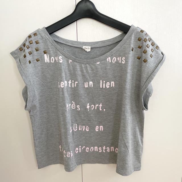 スタッズ 半袖カットソー Tシャツ < 女性ファッション  スタッズ 半袖カットソー Tシャツ < 女性ファッションの