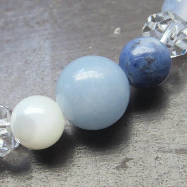 エンジェライトxパープルカルセドニーxブルーレースxソーダライトブレスレット 天然石 パワーストーン < 女性アクセサリー/時計 エンジェライトxパープルカルセドニーxブルーレースxソーダライトブレスレット 天然石 パワーストーン < 女性アクセサリー/時計の