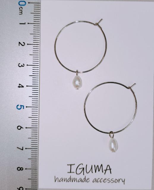 ハンドメイド シルバーフープピアス 淡水パール < 女性ファッション  ハンドメイド シルバーフープピアス 淡水パール < 女性ファッションの