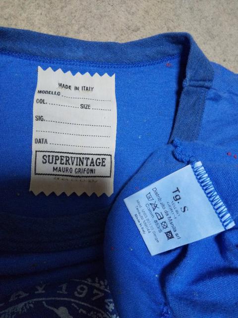 Mauro Grifoni vintage 半袖Tシャツ Sサイズ ユーズド加工 ブルー イタリア製 < 男性ファッション  Mauro Grifoni vintage 半袖Tシャツ Sサイズ ユーズド加工 ブルー イタリア製 < 男性ファッションの