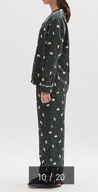 GU・猫キャットスター柄ダークグリーンサテン長袖パジャマ < ブランド GU・猫キャットスター柄ダークグリーンサテン長袖パジャマ < ブランドの