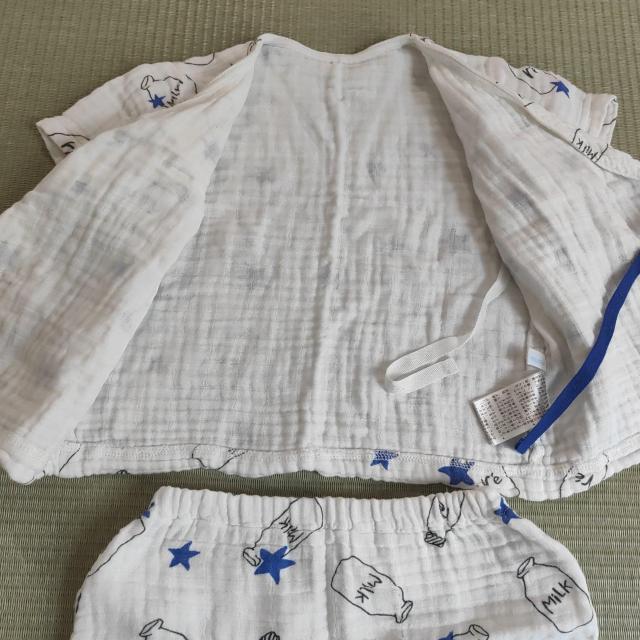 べべ ミルク瓶 プリント 甚平 80cm < キッズ/ベビー べべ ミルク瓶 プリント 甚平 80cm < キッズ/ベビーの