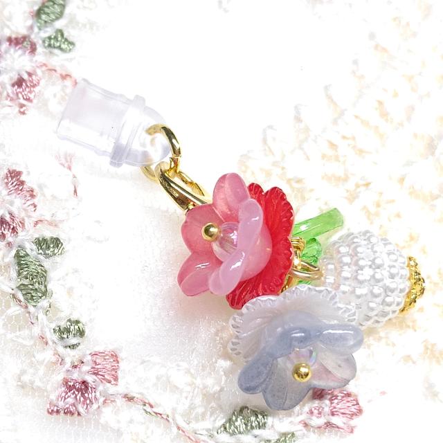 ハンドメイド☆コネクターキャップ☆type-C専用☆お花 グレー 赤 < 女性ファッション ハンドメイド☆コネクターキャップ☆type-C専用☆お花 グレー 赤 < 女性ファッションの