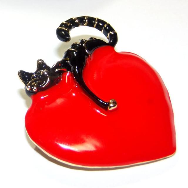 黒猫 猫 クロネコ ネコ ねこ ハート ブローチ ピンブローチ バッジ ピンバッジ ピンズ コサージュ < 女性アクセサリー/時計  黒猫 猫 クロネコ ネコ ねこ ハート ブローチ ピンブローチ バッジ ピンバッジ ピンズ コサージュ < 女性アクセサリー/時計の