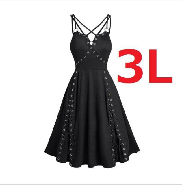 新品 大きいサイズ3L ゴシック編み上げドレスワンピース < 女性ファッション  新品 大きいサイズ3L ゴシック編み上げドレスワンピース  < 女性ファッションの