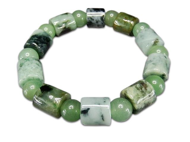 柄入りひすい円柱形タンブルAA天然石本翡翠アベンチュリンブレスレット < 女性アクセサリー/時計  柄入りひすい円柱形タンブルAA天然石本翡翠アベンチュリンブレスレット  < 女性アクセサリー/時計の
