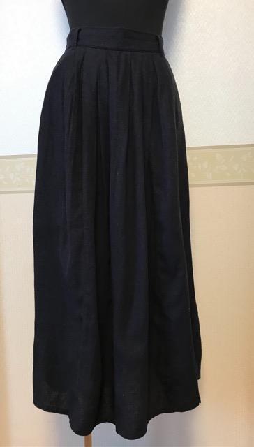 麻 レーヨン スカート黒 ウエストゴム 黒 < 女性ファッション  麻 レーヨン スカート黒 ウエストゴム 黒  < 女性ファッションの