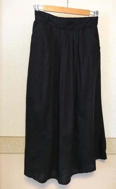 麻 レーヨン スカート黒 ウエストゴム 黒 < 女性ファッション  麻 レーヨン スカート黒 ウエストゴム 黒 < 女性ファッションの