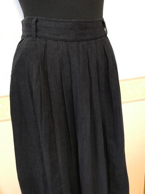 麻 レーヨン スカート黒 ウエストゴム 黒 < 女性ファッション  麻 レーヨン スカート黒 ウエストゴム 黒 < 女性ファッションの