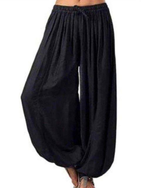 アジアン エスニック サルエル ロングパンツ 黒 無地 ゴム 男女兼用 ゆったり < 女性ファッション  アジアン エスニック サルエル ロングパンツ 黒 無地 ゴム 男女兼用 ゆったり  < 女性ファッションの